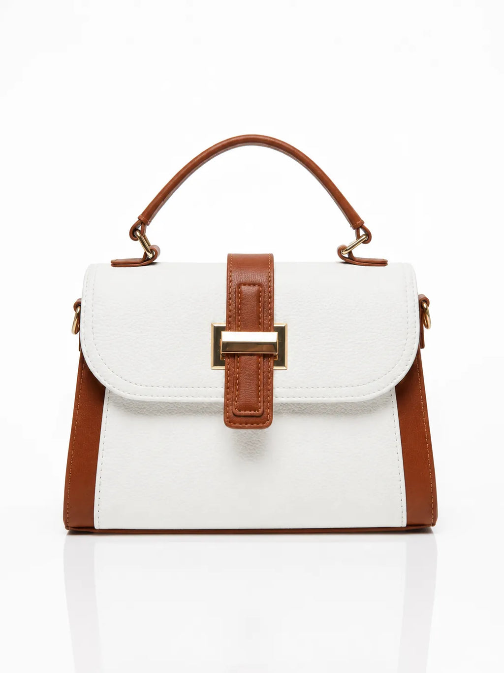 Seraphina Luxe Satchel Bag front view with gold-tone hardware