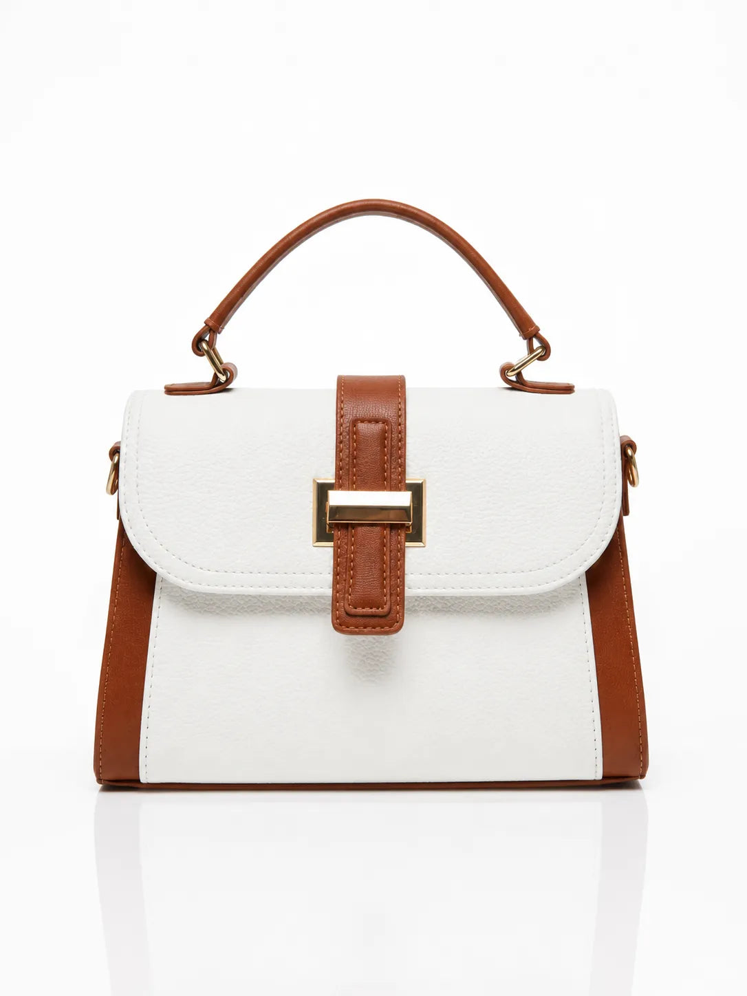 Seraphina Luxe Satchel Bag front view with gold-tone hardware