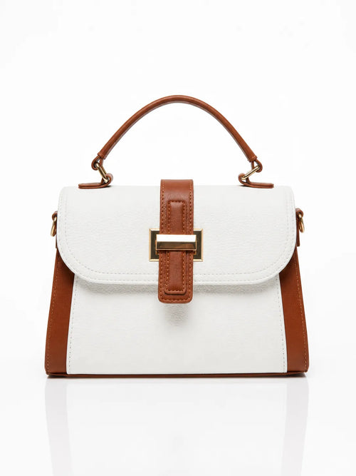 Seraphina Luxe Satchel Bag front view with gold-tone hardware
