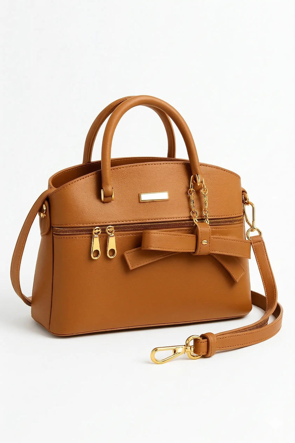 Veloura Luxe Tote elegant tote bag in caramel tan