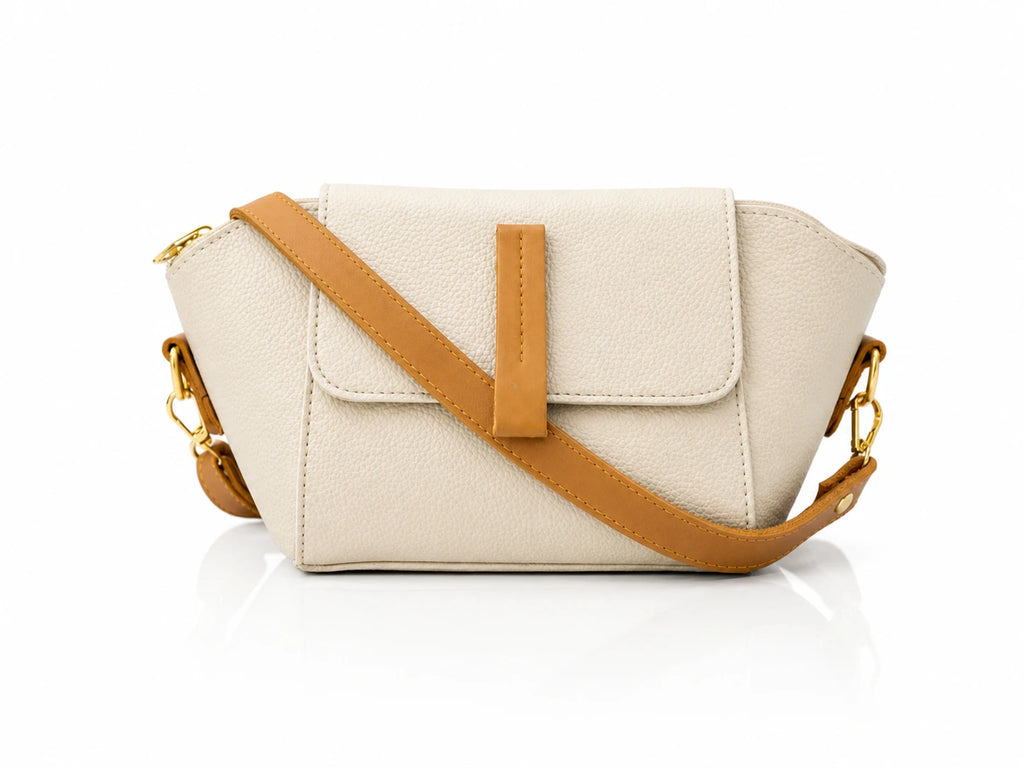 Aurelia Luxe Crossbody Bag in white with gold hardware